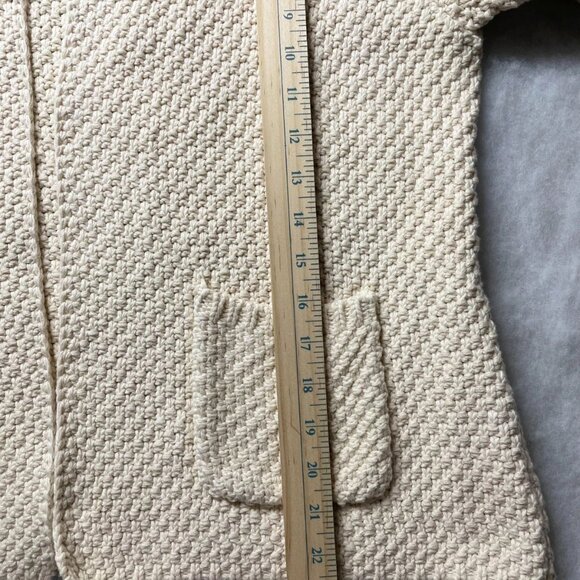 Orvis Womens Cream Textured Knit Open Front Pocket Cardigan Sweater Size XL - Picture 6 of 8